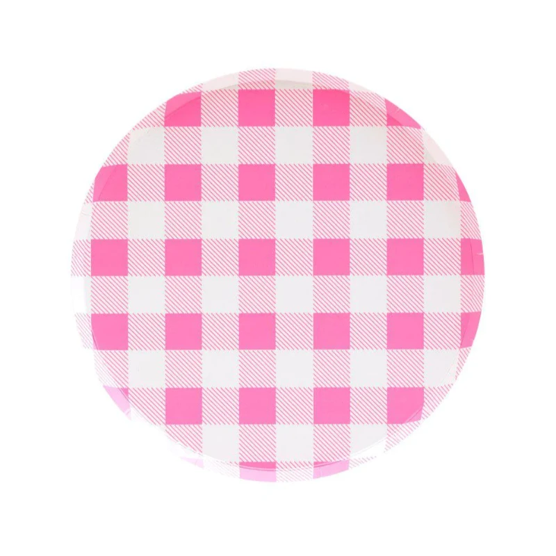 Pink Gingham Plates - Small (8 Pack)