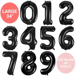 Unique Large Balloon Numbers - Black 34"
