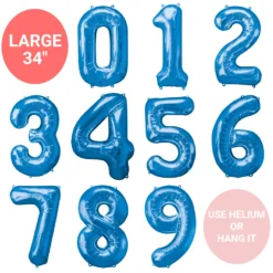 Unique Large Balloon Numbers - Blue 34"