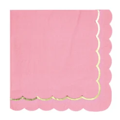 Bright Pink & Gold Scalloped Napkins