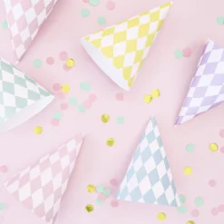 6 Party Hats - Pastel Diamonds