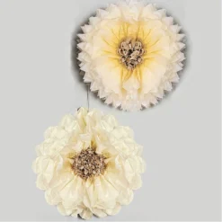 Cream Paper Flowers - Large (2 Pack)