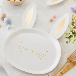 Ginger Ray Large Gold Easter Bunny Plates (8 Pack)