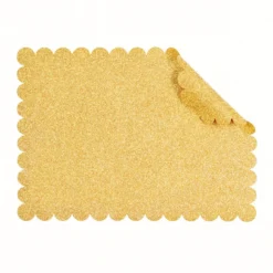Unique Gold Glitter Scalloped Placemats (8 Pack)