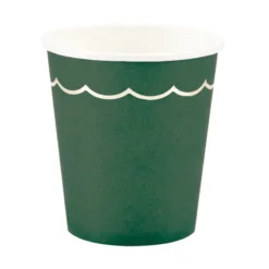 Forest Green Gold Scalloped Cups (8 Pack)