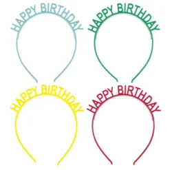 Unique Colourful Happy Birthday Headbands (4 Pack)