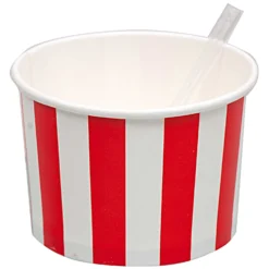 Ice Cream Tubs With Spoons (10 Pack) - Red Stripe