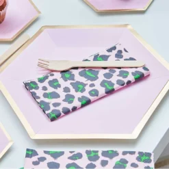 Neon Leopard Print Napkins - Pink