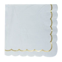 Pale Blue & Gold Scalloped Napkins