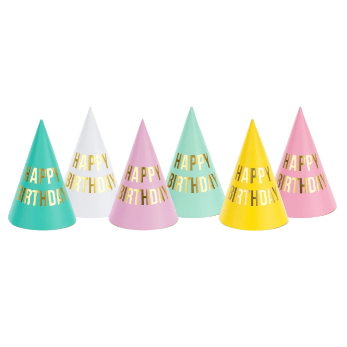 6 Party Hats - Happy Birthday