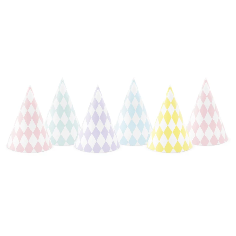 6 Party Hats - Pastel Diamonds - Image 2