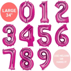 Unique Large Balloon Numbers - Pink 34"
