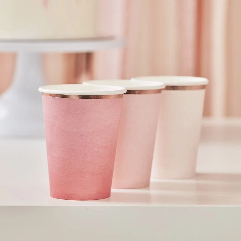 Ginger Ray Rose Gold Ombre Party Cups (8 Pack) - Image 3