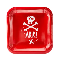 Red Pirate Party Plates (6 Pack)