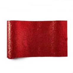 XL Red Fabric Glitter Table Runner 3m