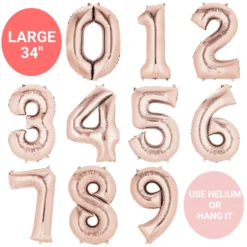 AMSCAN Large Balloon Numbers - Rose Gold 34"