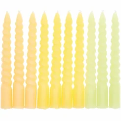10 Spiral Candles Mix - Smokey Yellow 10cm