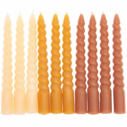 10 Spiral Candles Mix - Mustards 10cm