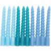 10 Spiral Candles Mix - Smokey Blue 10cm