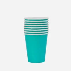 Unique Plain Teal Paper Cups (14 Pack)