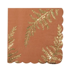 Fern Leaf Terracotta Scalloped Napkins