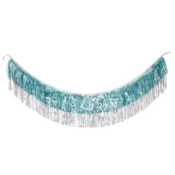 Layered Fringe Garland - Aqua Blue & Silver