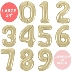 Unique Large Balloon Numbers - White Gold 34"