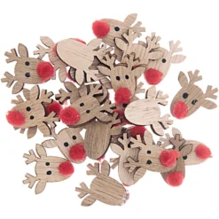 Wooden Confetti - Red Nose Reindeer