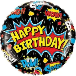Birthday Balloon - Super Hero Black