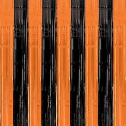 AMSCAN Black & Orange Fringe Foil Curtain
