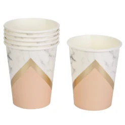 Blush Marble Colour Block Party Cups (8 Pack)