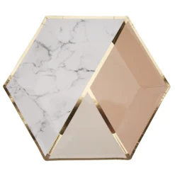 Blush Marble Colour Block Plate Large (8 Pack)