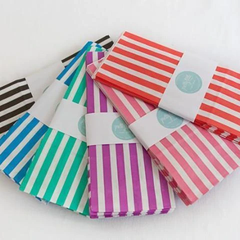 Candy Striped Party Bags Black (12 Pack) - Image 2