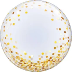 Confetti Bubble Balloon - Gold 24"
