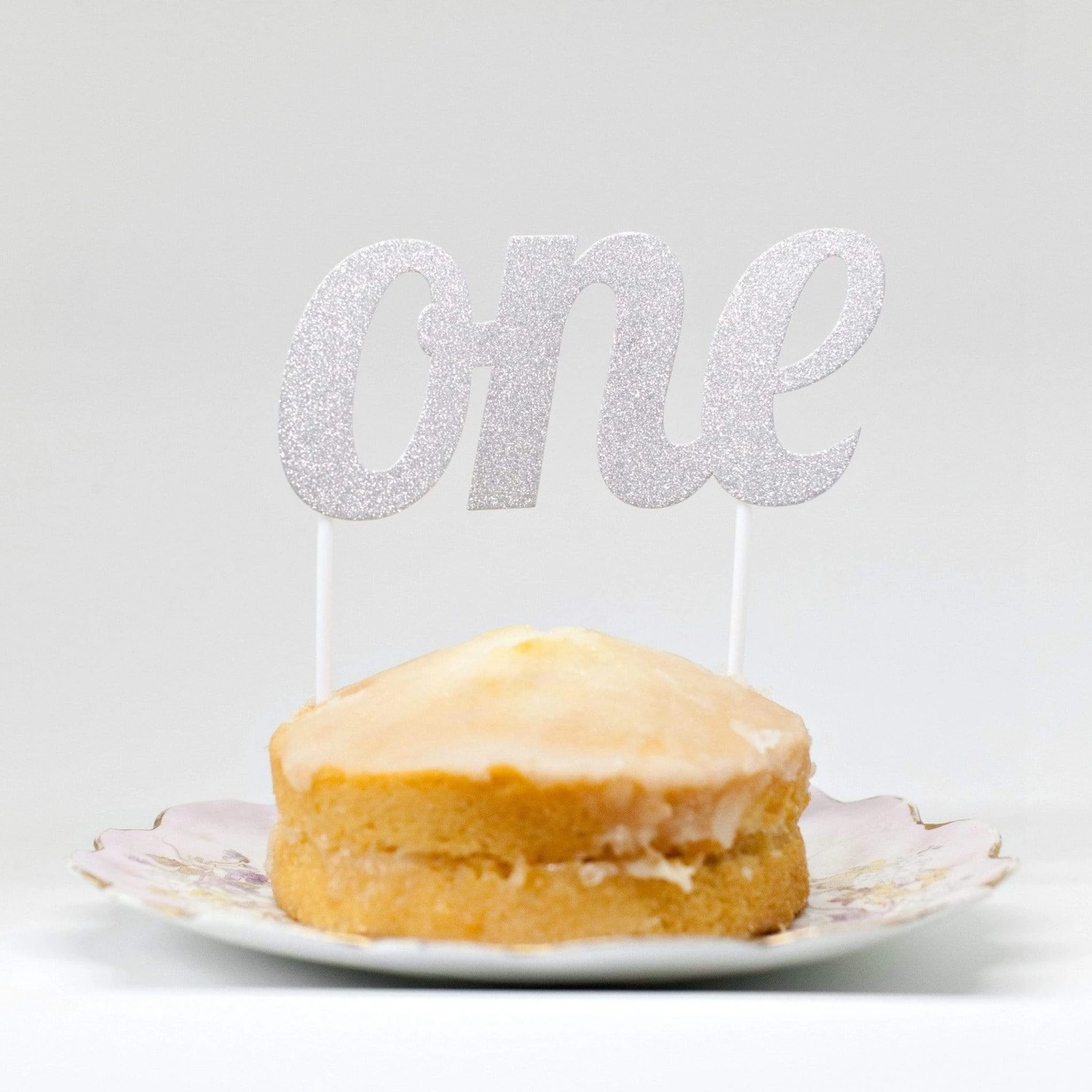 First Birthday Cake Topper Silver