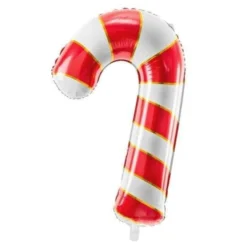 Red, White & Gold Candy Cane Balloon 32"