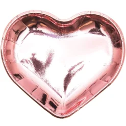 Glossy Heart Plates - Pink (Pack Of 12)