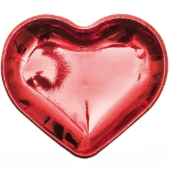Glossy Heart Plates - Red (Pack Of 12)