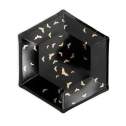 Gold & Black Bat Halloween Plates (6 Pack)
