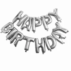 Ginger Ray Happy Birthday Balloon Bunting - Silver