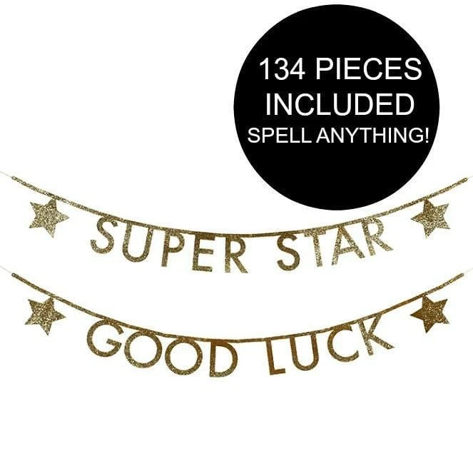 Meri-Meri Letter Banner Gold Glitter (134 Pieces Included) - Image 2