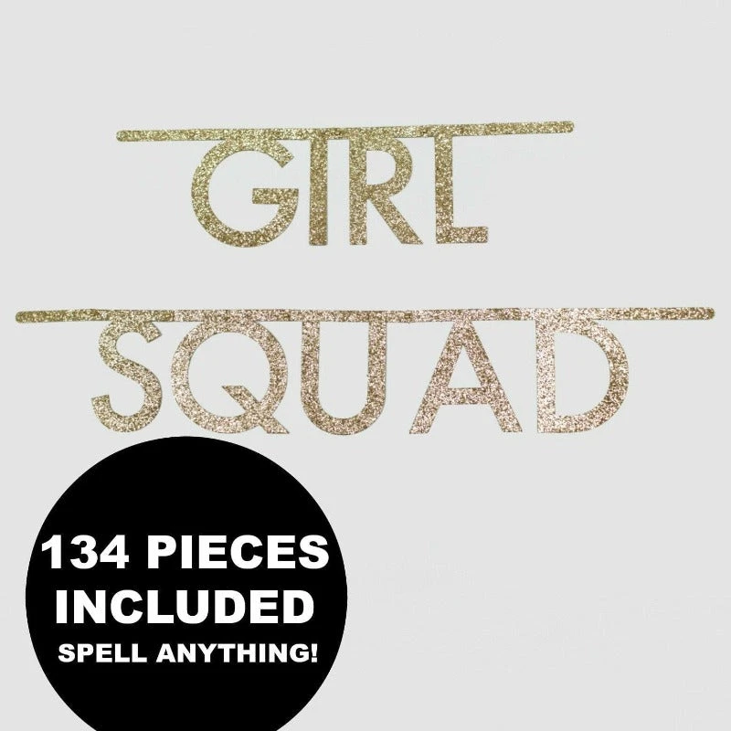 Meri-Meri Letter Banner Gold Glitter (134 Pieces Included)