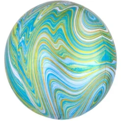 Anagram Marble Orb Balloon 16" - Blue Green