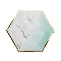 Mint Colour Block Marble Small Plate (8 Pack)