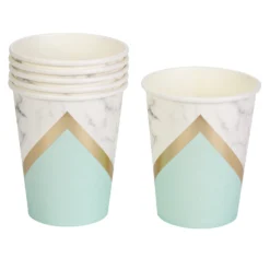 Mint Marble Colour Block Party Cups (8 Pack)