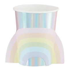 Ginger Ray Pastel Iridescent Rainbow Cups (8 Pack)
