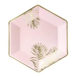 Pink & Gold Fern Leaf Plates (6 Pack)