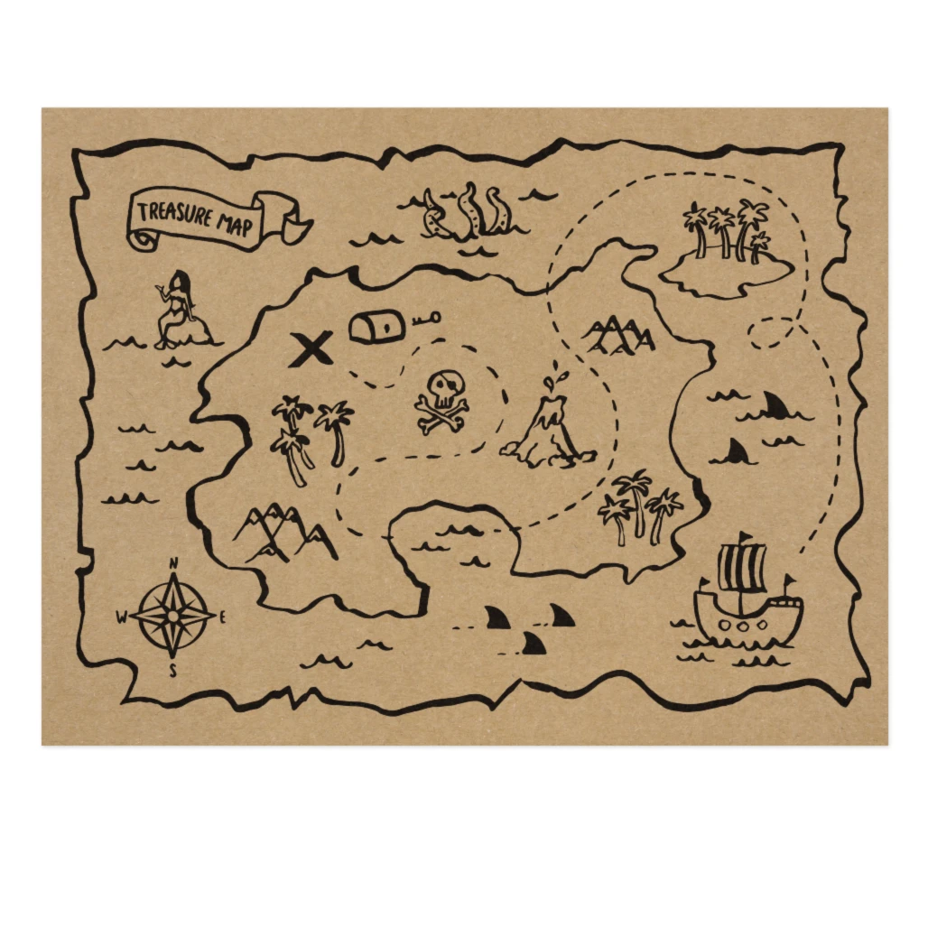 Pirate Map Placemats (6 Pack)
