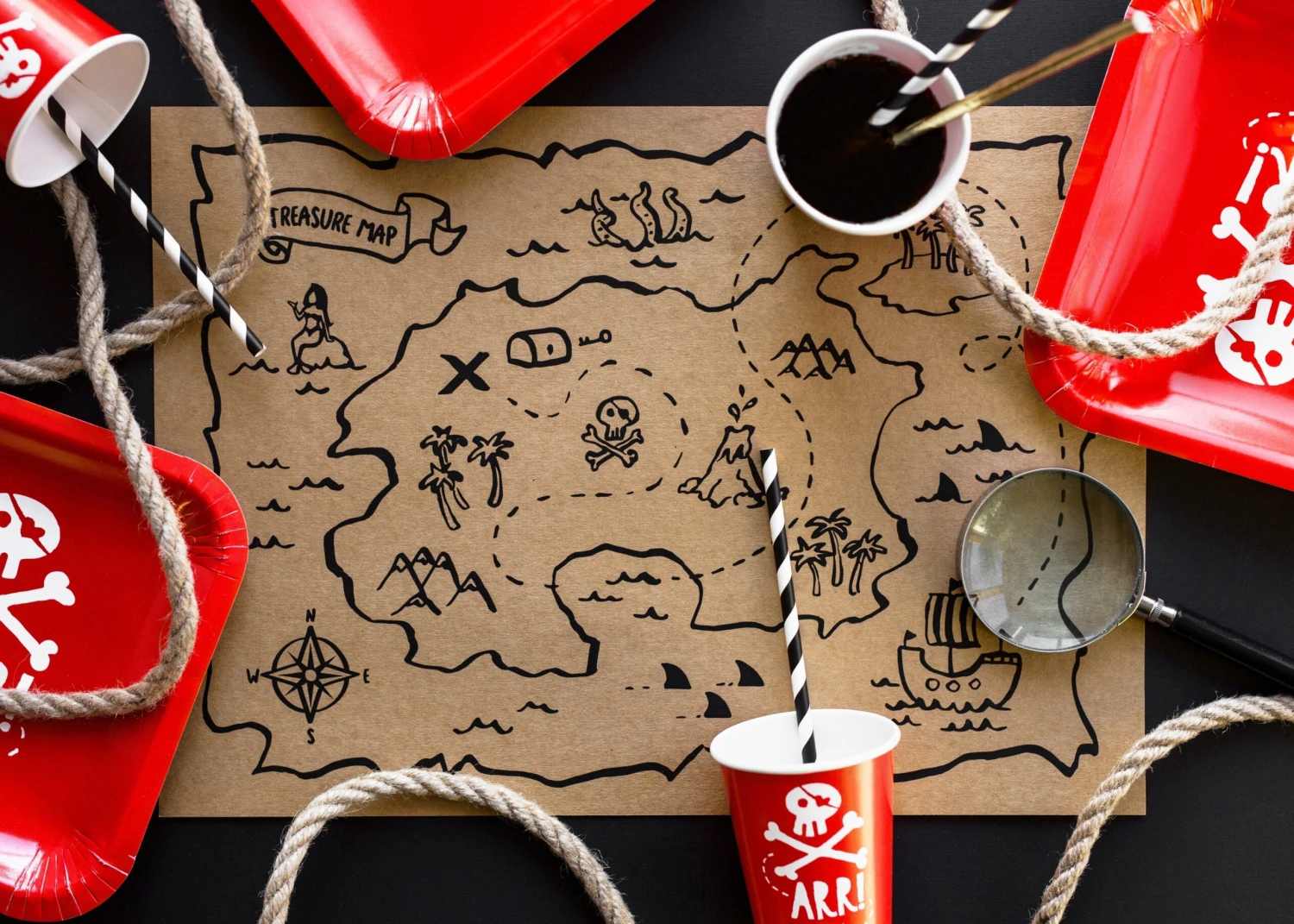 Pirate Map Placemats (6 Pack) - Image 3