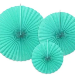 Plain Paper Fan Rosette Pack - Tiffany Blue